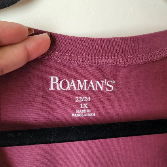 Roaman's Plus Size Purple Basic Blouse - Picture 7 of 7
